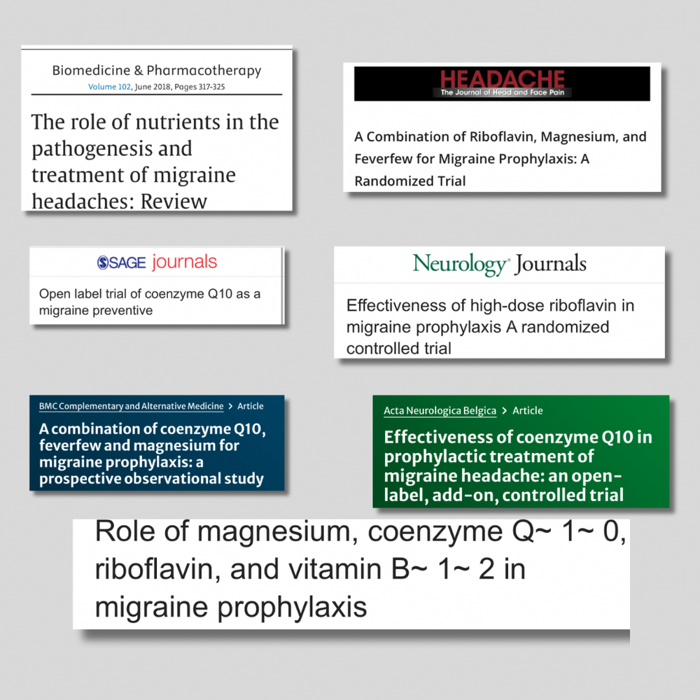 Clinical studies for riboflavin coq10 and magnesium for migraine prevention